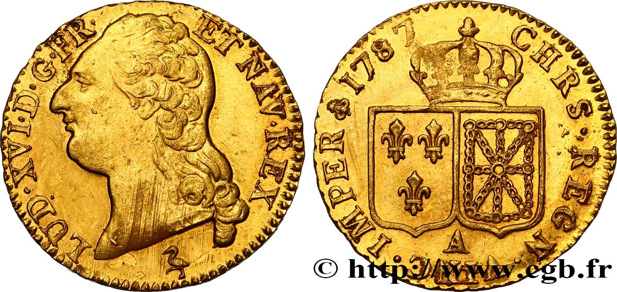 LOUIS XVI Louis d or aux écus accolés 1787 Paris SUP