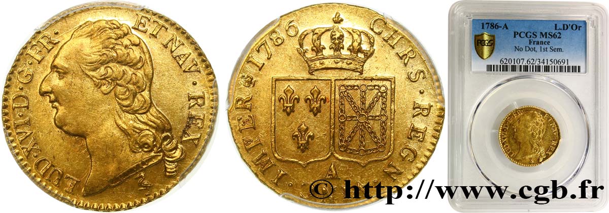LOUIS XVI Louis d or aux écus accolés 1786 Paris EBC62