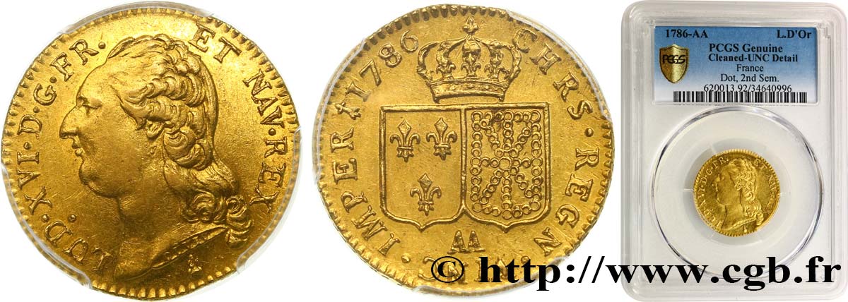 LOUIS XVI Louis d or aux écus accolés 1786 Metz SUP