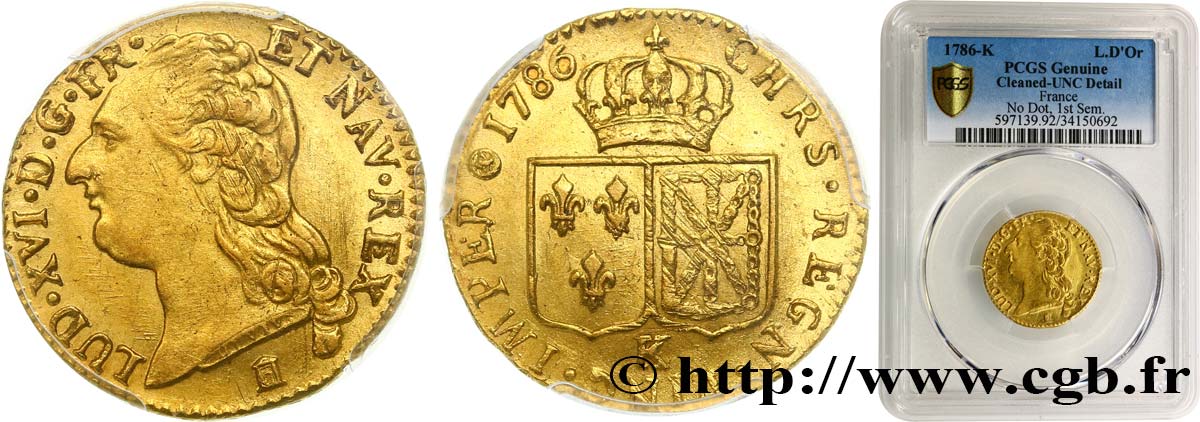 LOUIS XVI Louis d or aux écus accolés 1786 Bordeaux SUP
