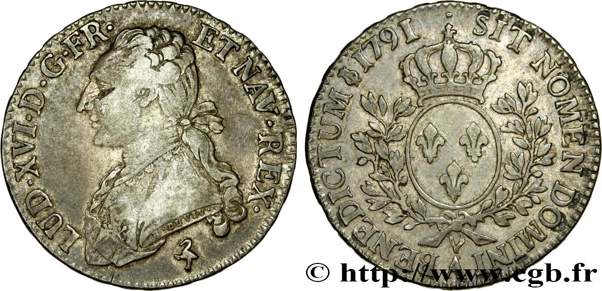 LOUIS XVI Demi-écu aux branches d olivier 1791 Paris BC+