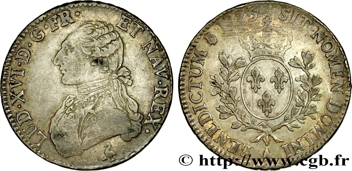LOUIS XVI Écu aux branches d olivier 1785 Paris BC+