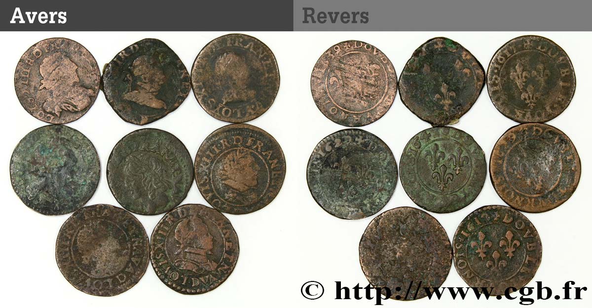 LOUIS XIII  Lot de 8 doubles tournois n.d. s.l. RC+