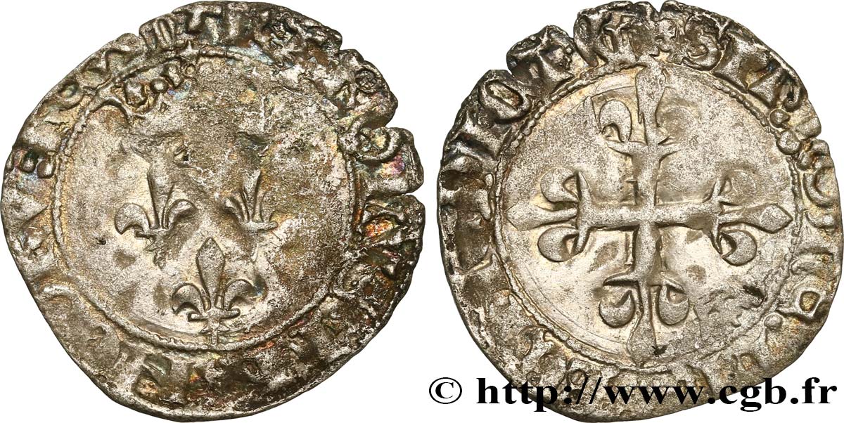 CHARLES, REGENCY - COINAGE WITH THE NAME OF CHARLES VI Gros dit  florette  n.d. Montpellier MB