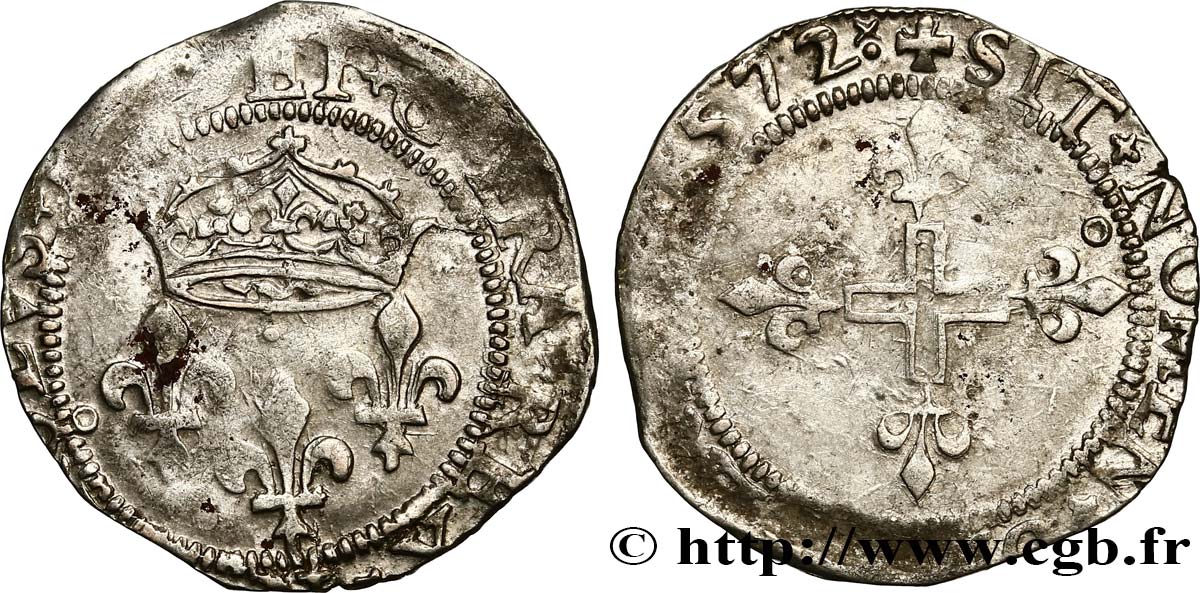 CHARLES IX Double sol parisis, 1er type 1572 Montpellier B+