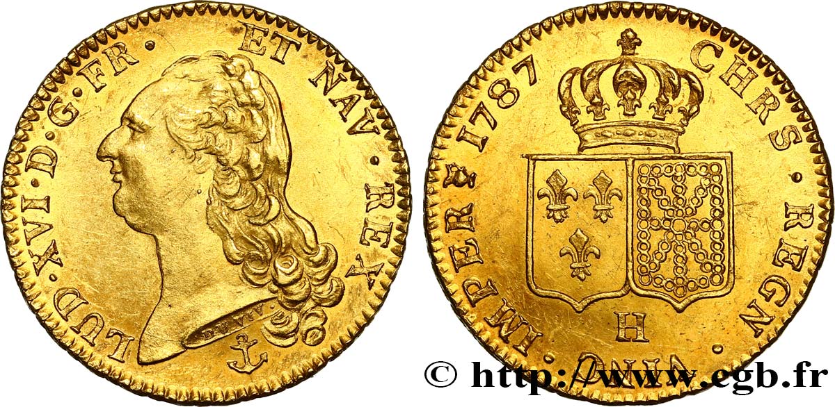 LOUIS XVI Double louis d’or aux écus accolés 1787 La Rochelle VZ