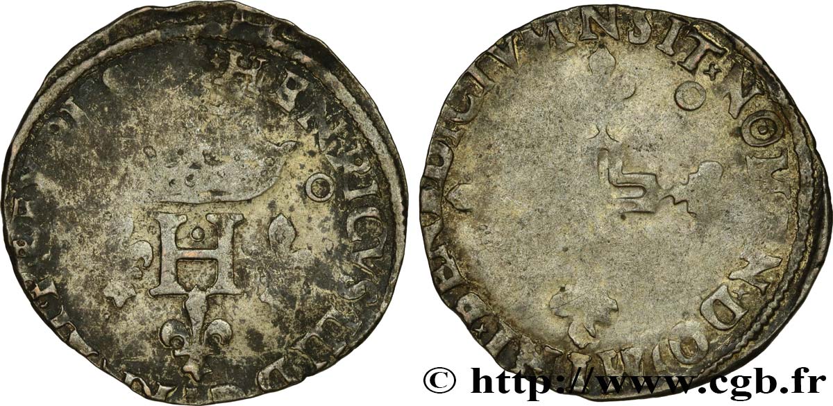HENRY III Double sol parisis, 2e type 1582 Montpellier BC