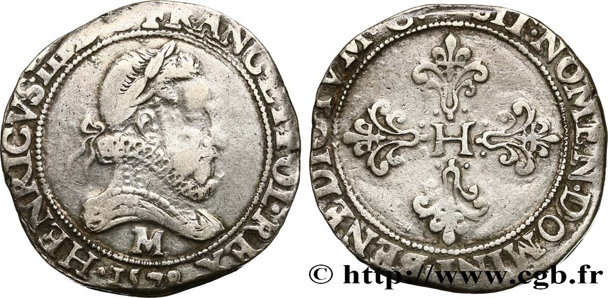HENRY III Franc au col fraisé 1578 Toulouse BC+