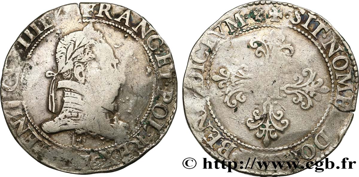 HENRI III Franc au col plat 1576 Angers TB