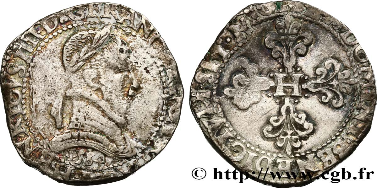 HENRY III Franc au col plat 1584 Bordeaux BC