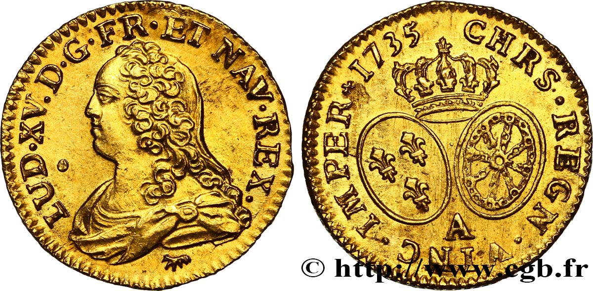 LOUIS XV DIT LE BIEN AIMÉ Louis d or aux écus ovales, buste habillé 1735 Paris SUP