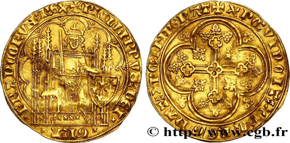 PHILIPPE VI DE VALOIS Écu d&nbsp;or à la chaise n.d.  TTB/TTB+