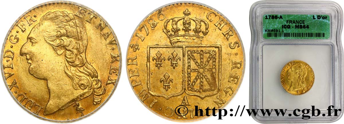 LOUIS XVI Louis d or aux écus accolés 1786 Paris SPL64