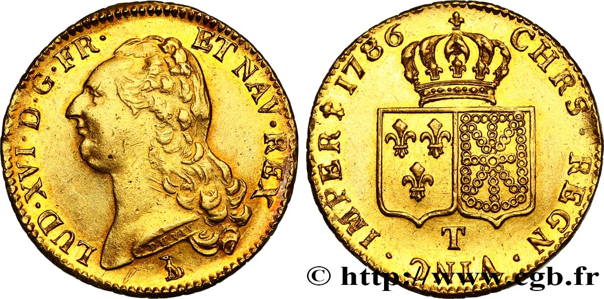 LOUIS XVI Double louis d’or aux écus accolés 1786 Nantes XF/AU
