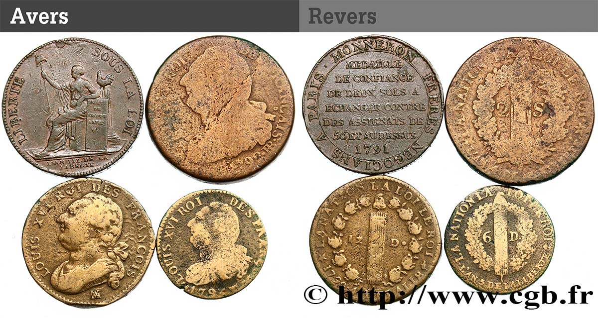 LOTS Lot de quatre monnaies de la Révolution française n.d. s.l. VG