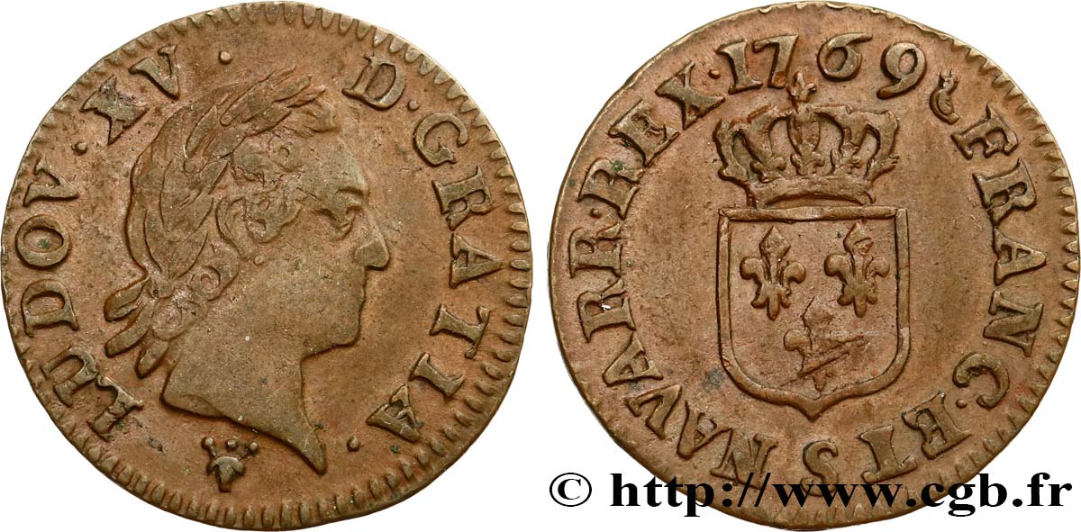 LOUIS XV DIT LE BIEN AIMÉ Liard dit “à la vieille tête” 1769 Reims TTB/TTB+