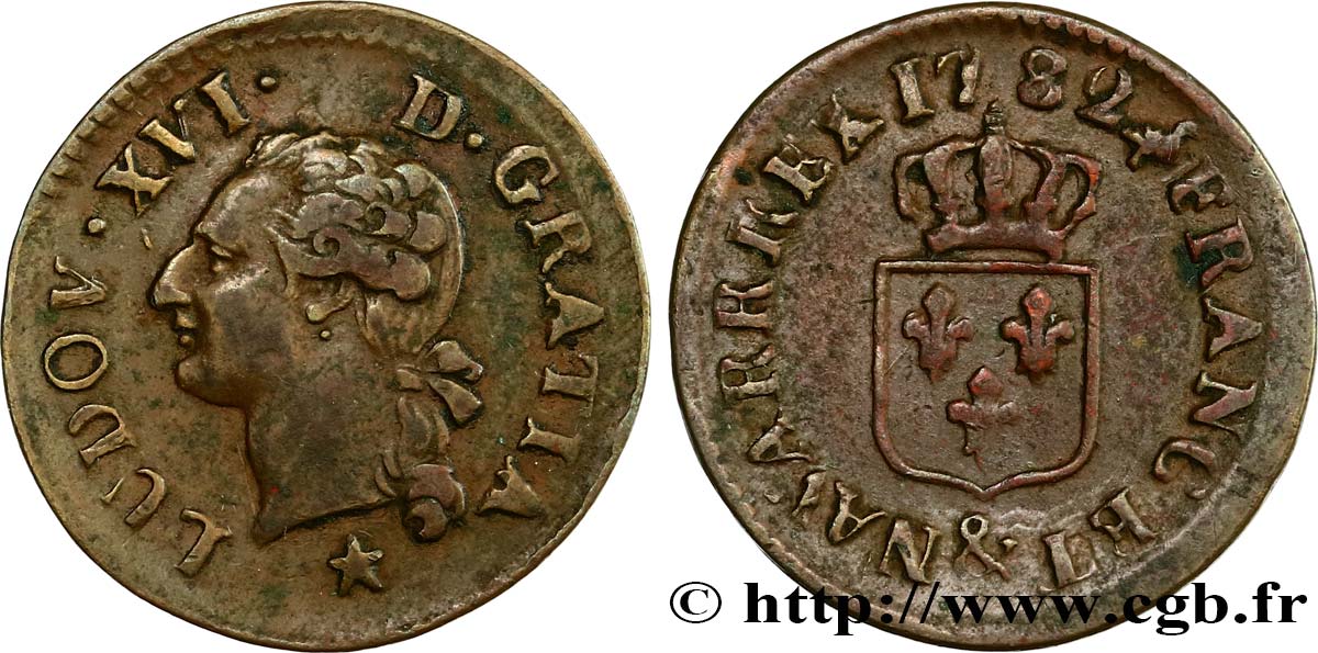 LOUIS XVI Liard dit  à l écu  1782 Aix-en-Provence TTB/TB+