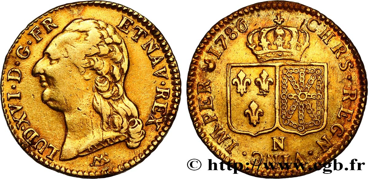 LOUIS XVI Louis d or aux écus accolés 1786 Montpellier XF