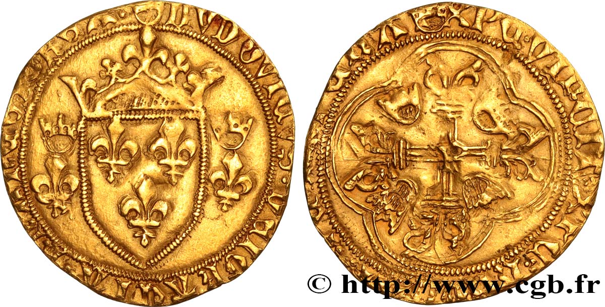 LOUIS XI LE PRUDENT Écu d or à la couronne ou écu neuf 31/12/1461 Perpignan TTB