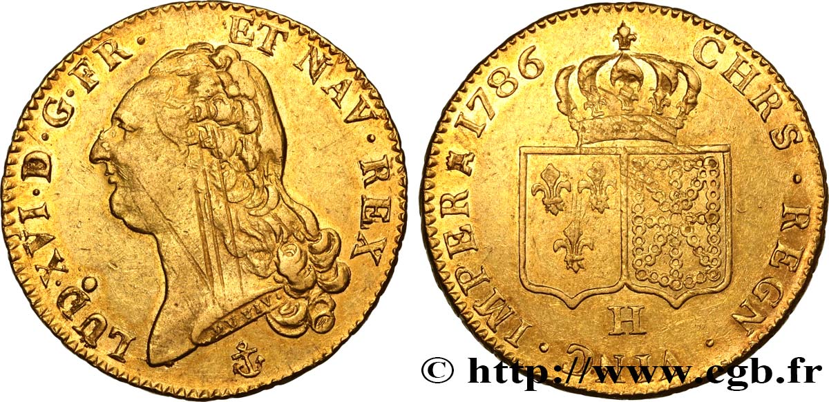 LOUIS XVI Double louis d’or aux écus accolés 1786 La Rochelle XF/AU