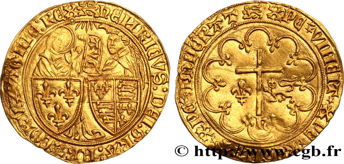 HENRY VI DE LANCASTRE - ROI DE FRANCE (1422-1453) - ROI D ANGLETERRE (1422-1461) et (1470-1471) Salut d or n.d. Rouen SUP