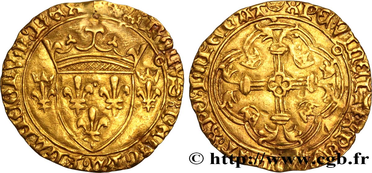 CHARLES VII  THE WELL SERVED  Écu d or à la couronne ou écu neuf 18/05/1450 Toulouse q.SPL