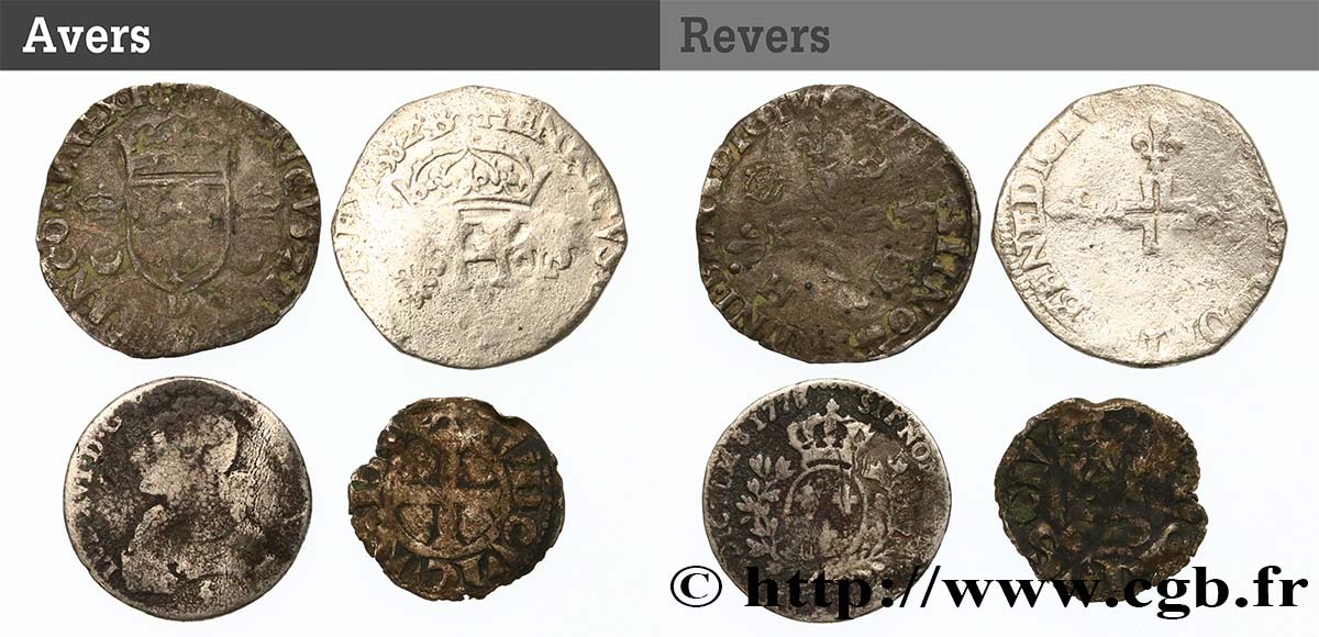 LOTTE Lot de 4 monnaies royales n.d. Ateliers divers q.MB