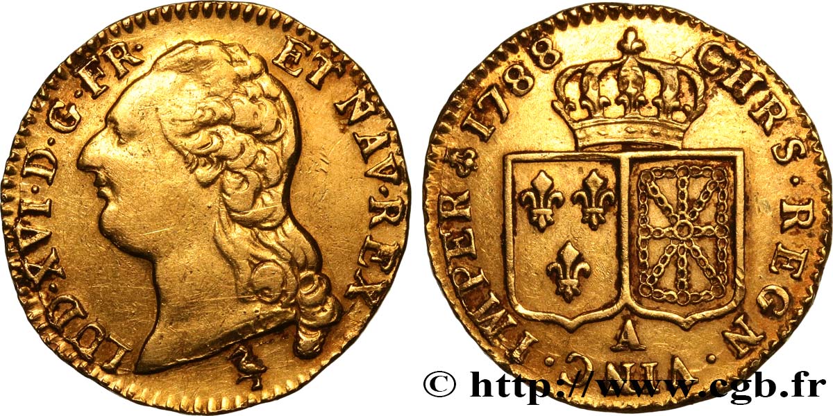 LOUIS XVI Louis d or aux écus accolés 1788 Paris TTB/TTB+