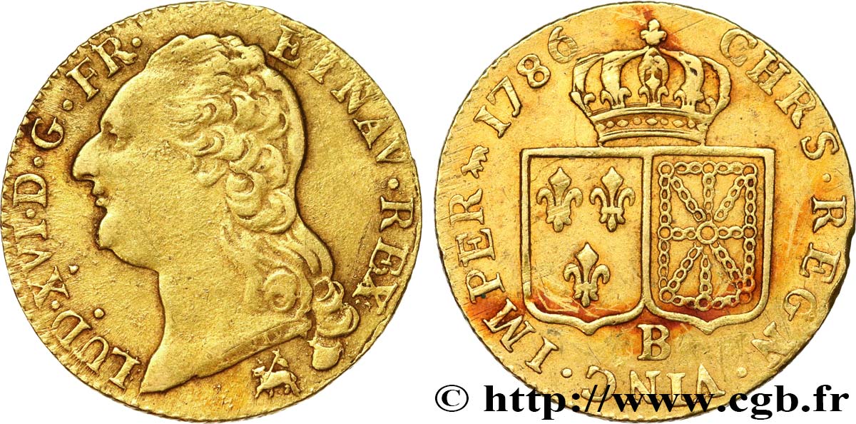 LOUIS XVI Louis d or aux écus accolés 1786 Rouen MBC