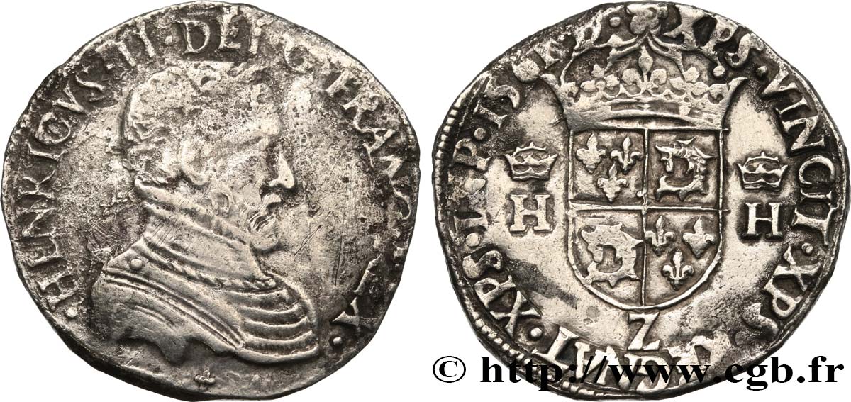 CHARLES IX COINAGE IN THE NAME OF HENRY II Teston du Dauphiné à la tête nue 1561 Grenoble VF/XF