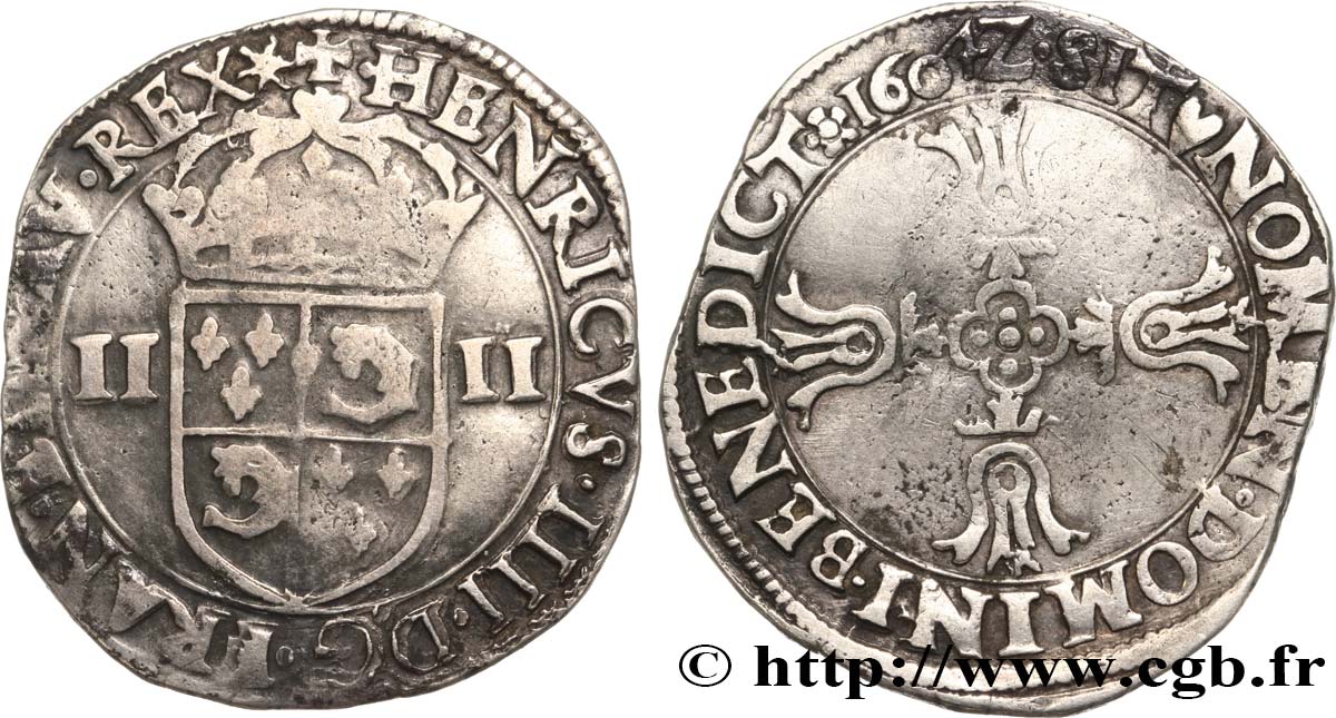 HENRY IV Quart d écu du Dauphiné 1604 Grenoble fSS