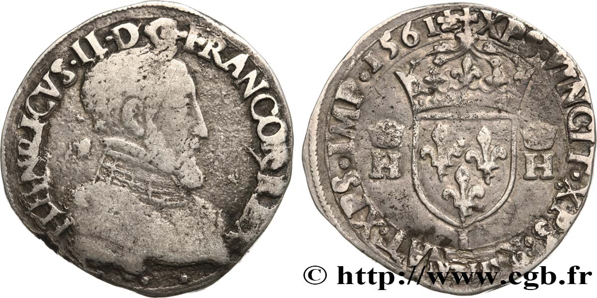 CHARLES IX. MONNAYAGE AU NOM DE HENRI II Teston à la tête nue, 1er type 1561 Limoges TB+