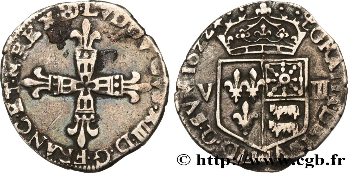 LOUIS XIII  Huitième d écu de Béarn 1622 Morlaàs BC