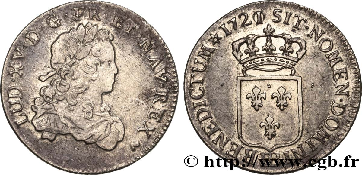 LOUIS XV DIT LE BIEN AIMÉ Tiers d écu de France 1721 Strasbourg TTB/TTB+