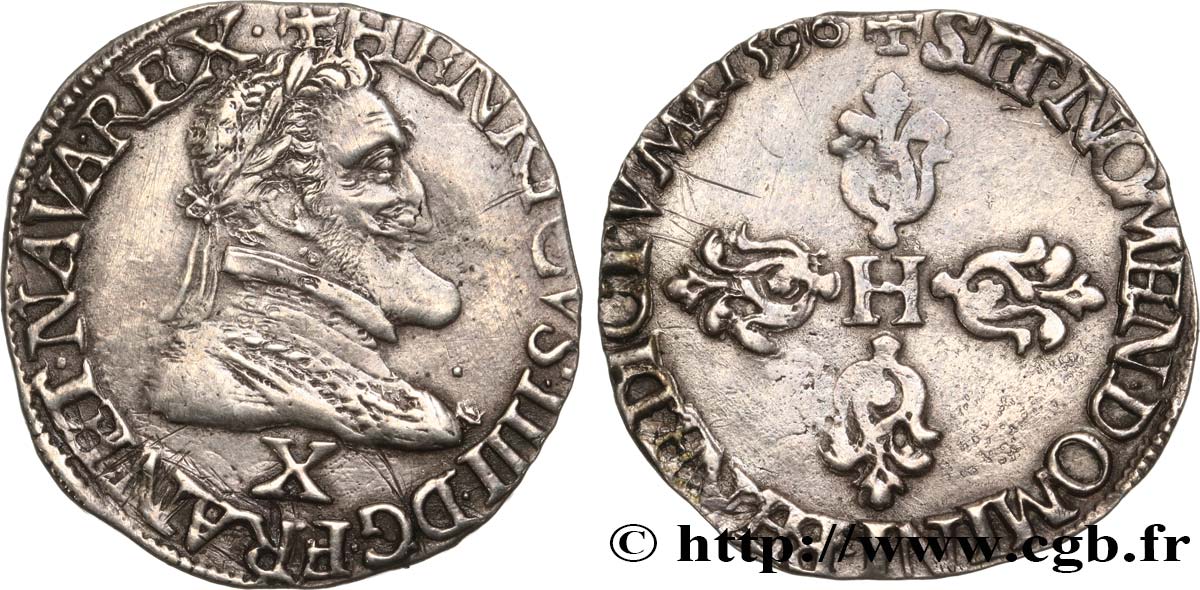 HENRY IV Demi-franc, type d Amiens 1596 Amiens MBC+