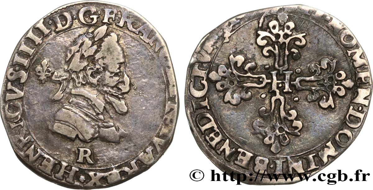 HENRY IV Demi-franc, type de Villeneuve au lis 1603 Saint-André de Villeneuve-lès-Avignon SS