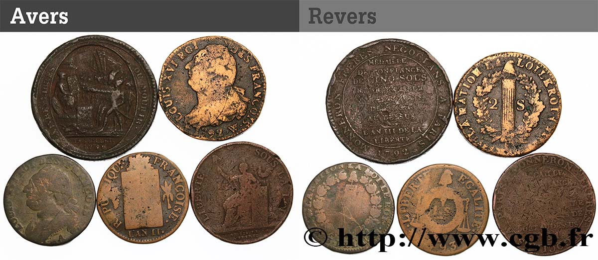 LOTS Lot de cinq monnaies de la Révolution française n.d. s.l. SGE