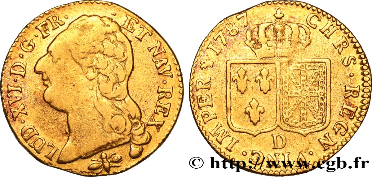 LOUIS XVI Louis d or aux écus accolés 1787 Lyon BC+