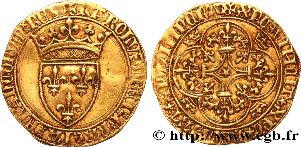 CHARLES VI  THE MAD  OR  THE WELL-BELOVED  Écu d or à la couronne n.d. Dijon SS