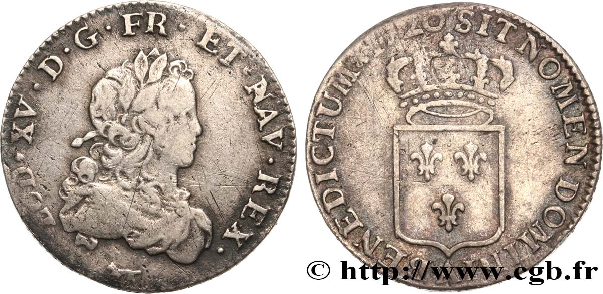 LOUIS XV DIT LE BIEN AIMÉ Tiers d&nbsp;écu de France 1720 Paris TB+