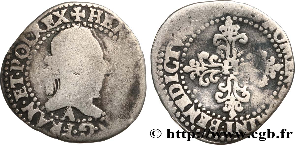 HENRY III Quart de franc au col plat n.d. Paris BC