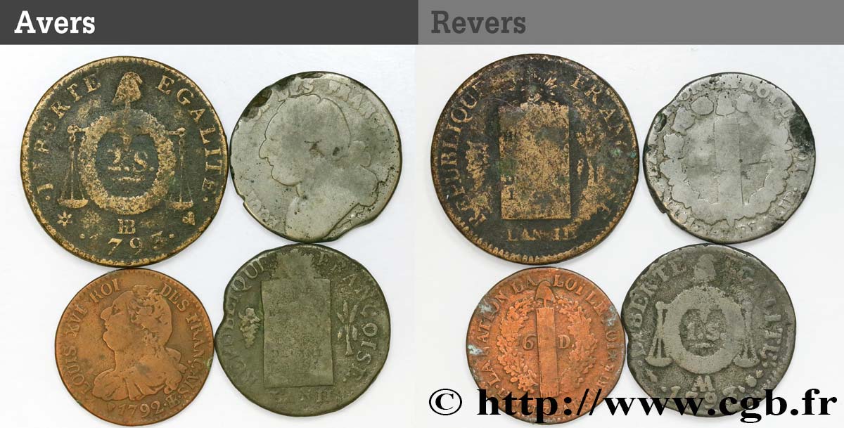 LOTS Lot de quatre monnaies de la Révolution française n.d. s.l. VG