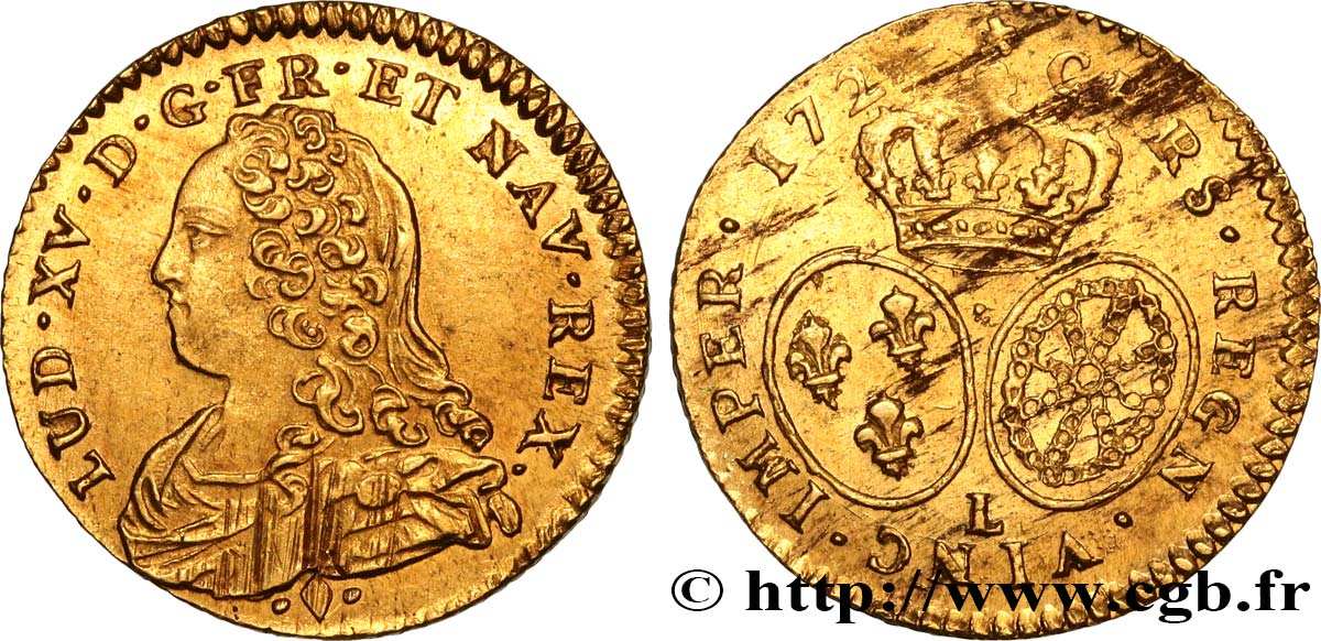 LOUIS XV THE BELOVED Demi-louis d or aux écus ovales, buste habillé n.d. Bayonne AU