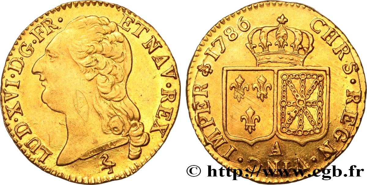 LOUIS XVI Louis d or aux écus accolés 1786 Paris MBC/EBC