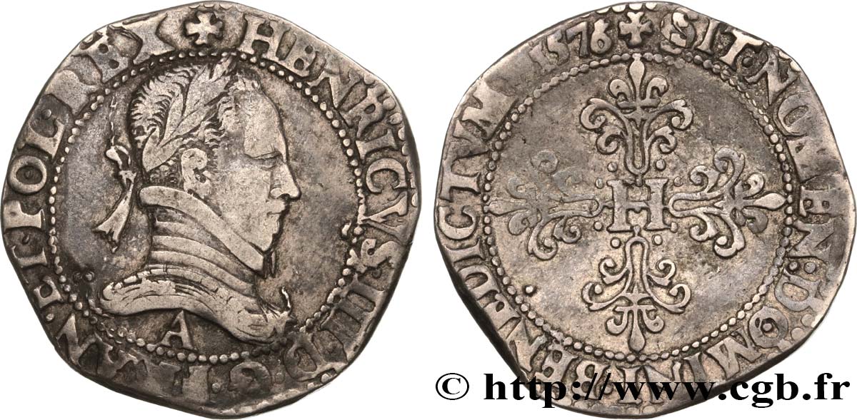 HENRY III Franc au col plat 1578 Paris BB