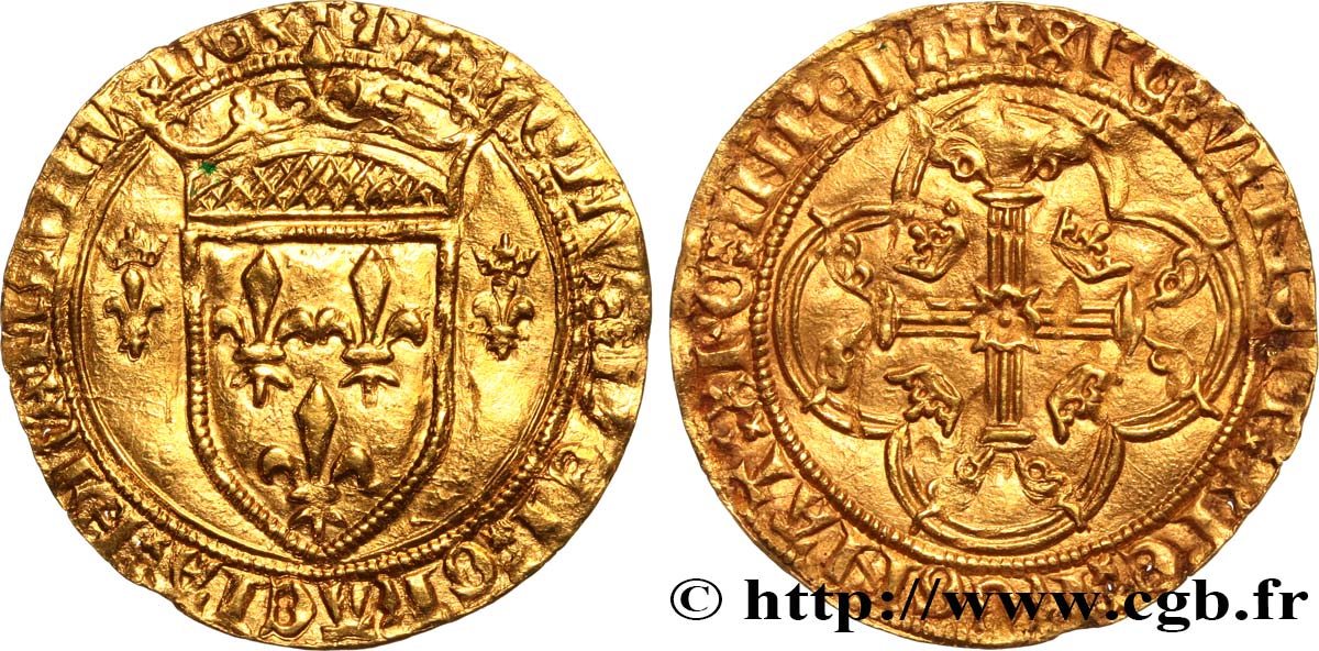 CHARLES VII  THE WELL SERVED  Écu d or à la couronne ou écu neuf 28/01/1436 Montélimar q.SPL
