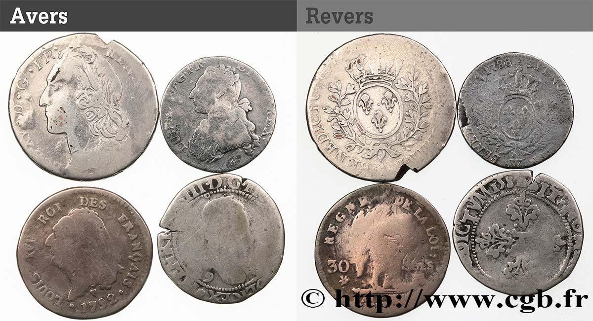 LOTS Lot de 4 monnaies royales n.d. Ateliers divers B