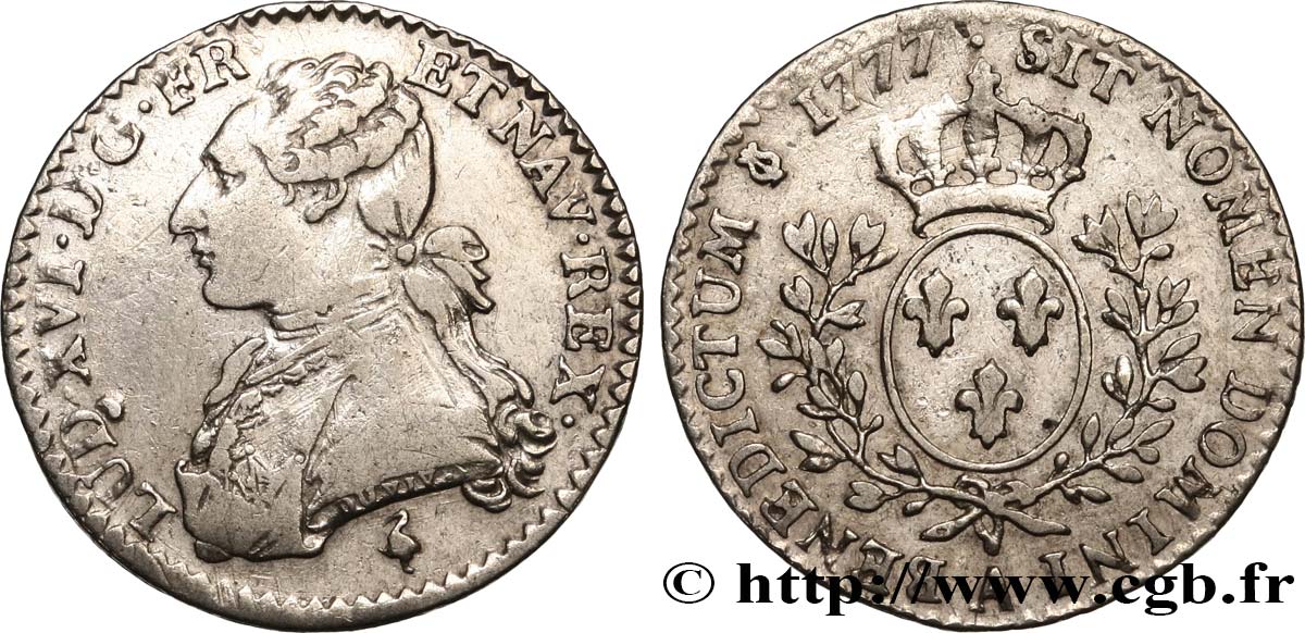 LOUIS XVI Dixième d écu aux branches d olivier 1777 Paris TB+