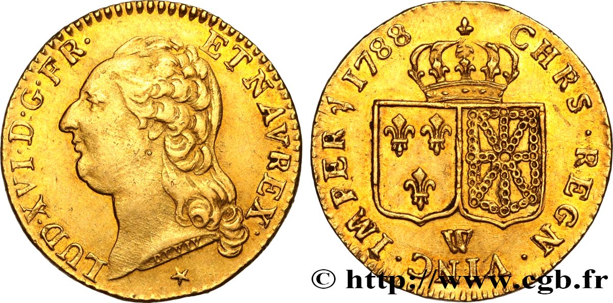 LOUIS XVI Louis d or aux écus accolés 1788 Lille MBC/EBC
