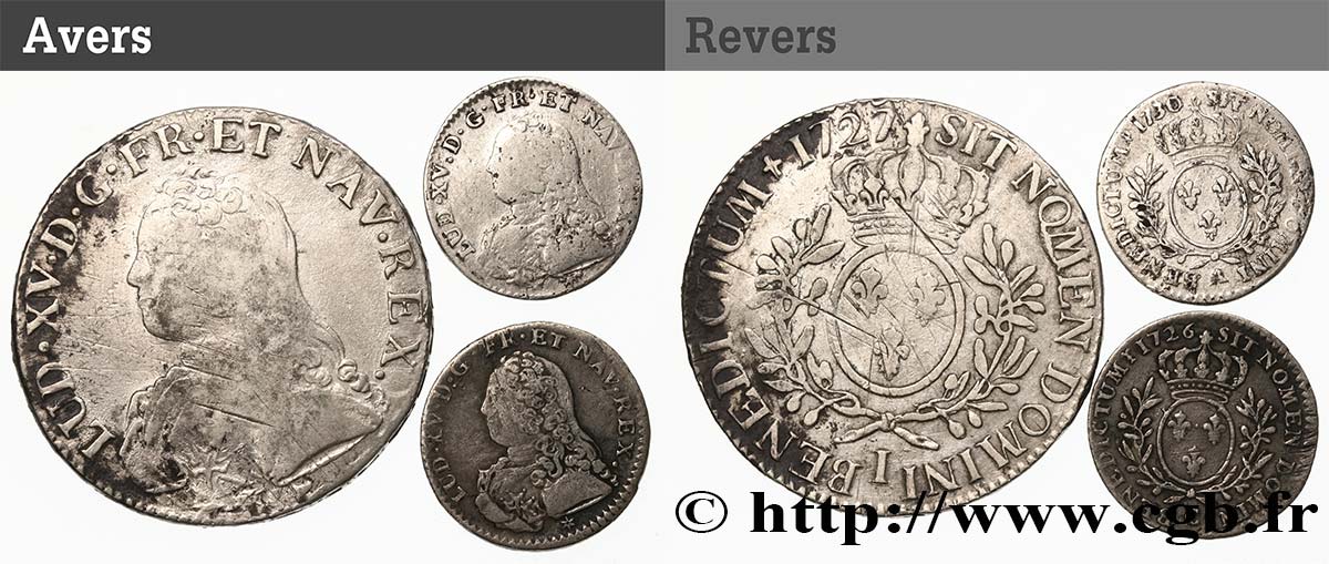 LOUIS XV DIT LE BIEN AIMÉ Lot de 3 monnaies royales n.d. Ateliers divers TB